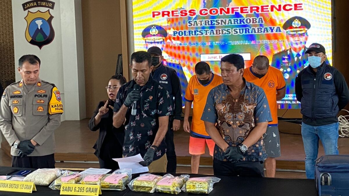 Pengedar Narkoba asal Bali ditangkap di Hotel Tunjungan, sabu 6,2 kg dan 9.940 butir ekstasi diamankan
